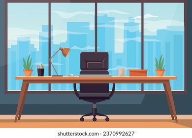 Empty modern office interior. Office interior in flat design Modern business workspace. Vector stock