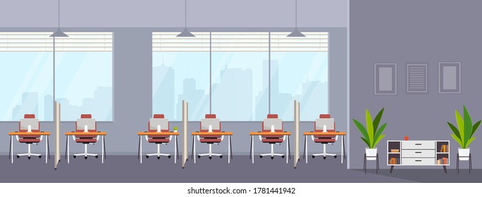 Empty Modern Office Interior Open Coworking Stock Vector (Royalty Free ...
