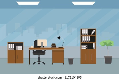 Empty Modern Office Interior Vector Illustration Stock Vector (Royalty ...