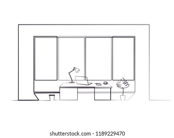 Empty modern office interior. Vector image