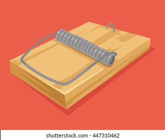 Empty mousetrap vector flat cartoon icon illustration