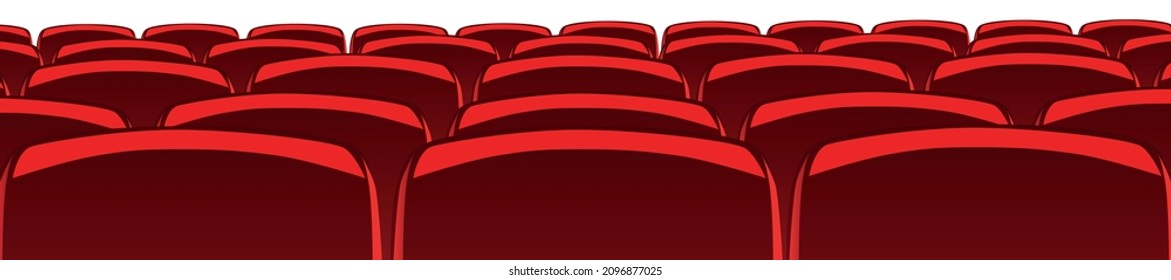 Empty movie theater auditorium with red seats