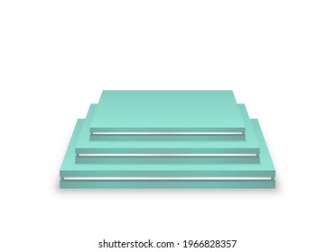 Empty multicolored podium. Platform for award ceremony and product presentation. Pedestal for winners.