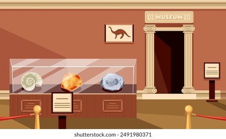 Empty museum room exhibit concept. Vector flat graphic design element illustration