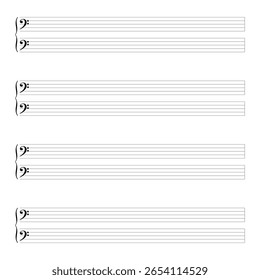 Folha de música vazia com duas claves de baixo