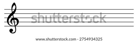Empty musical staff with treble clef for writing notes, isolated on a white background.