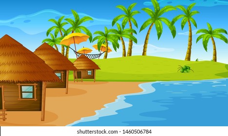 Leere Naturstrand Meer Küstenlandschaft Illustration