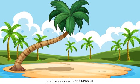 Leere Naturstrand Meer Küstenlandschaft Illustration