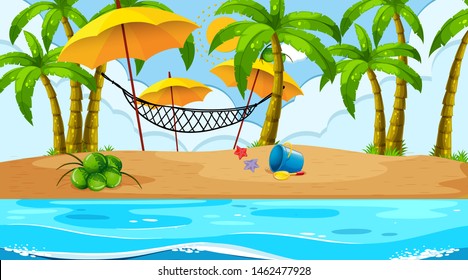 Empty nature beach ocean coastal landscape illustration