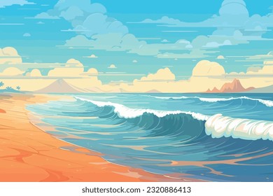 empty nature beach ocean coastal landscape, vector illustration