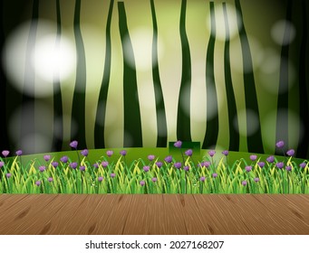 Empty nature landscape scene with blur background illustration