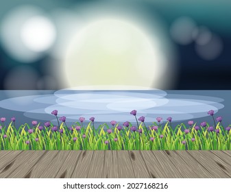 Empty nature landscape scene with blur background illustration