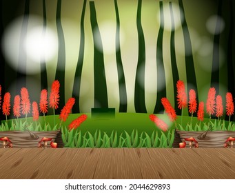 Cena de paisagem da natureza vazia com ilustração de plano de fundo borrado