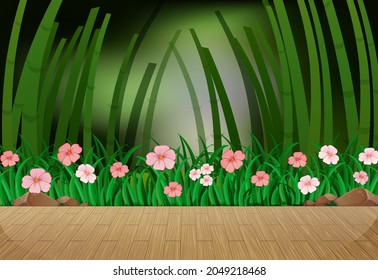 Empty nature landscape scene with blur background illustration