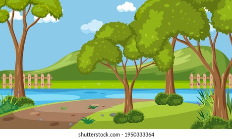 Empty nature park landscape scene illustration