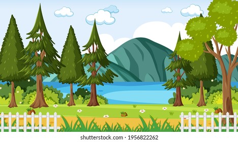Empty nature park landscape scene illustration