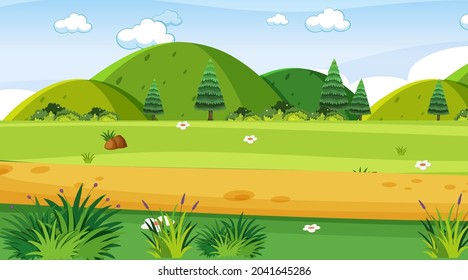 Ilustración de paisajes de parque natural vacío