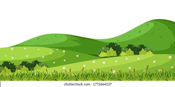 Empty nature scenes with green mountain illustration