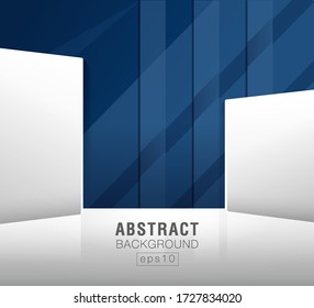 Empty navy blue & grey room background, Website, Background, Banner. Room Element Template for advertising your brand or product. Vector illustration