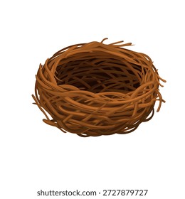 Empty nest on a white background. Hand-drawn vector illustration.