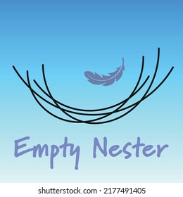 Empty Nester Concept Vector Illustration On A Blue Background.