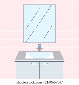 Empty new wash room with mirror and sink. Decorating interior. Flat illustration. Eps10