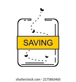 Empty No Money Piggy Bank Labeled Jar Saving With Fly Insect Flat Vector Icon Design.