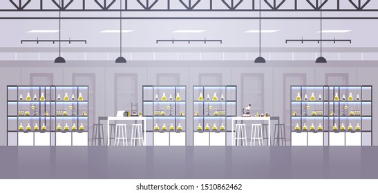 empty no people chemical research laboratory with different equipment scientist workplace science education chemistry concept modern lab interior flat horizontal