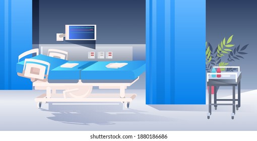 empty no people hospital ward modern clinic interior horizontal vector illustration