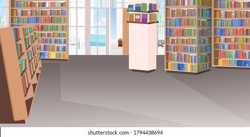 empty no people library interior horizontal vector illustration