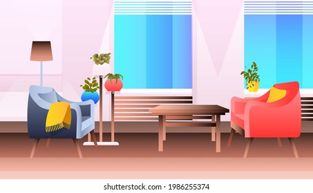 empty no people living room interior modern apartment design horizontal