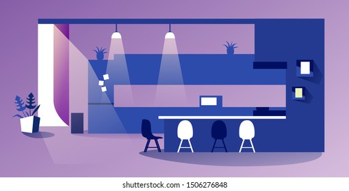 empty no people modern kitchen interior contemporary apartment with furniture sketch horizontal