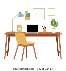 Empty no people work from home concept. Vector flat cartoon graphic design illustration