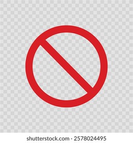 Empty No symbol, prohibition or forbidden sign template, crossed out red circle. Vector icon isolated on transparent background