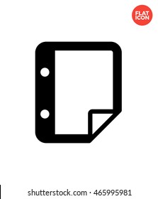 Empty note with holes flip Icon Flat Style Isolated Vector Illustration