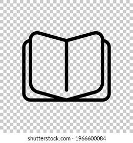 Empty notebook, literature book, published story. Black editable linear symbol on transparent background