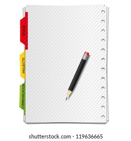 empty notebook page with pencil