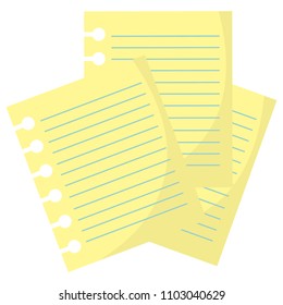 Empty notebook page with torn edge. Paper for notes. Flat design, vector.