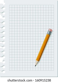empty notebook paper sheet with pencil