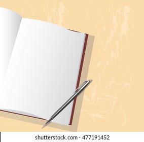 the empty notebook and pen vector