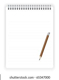 Empty notebook with pencil for your text