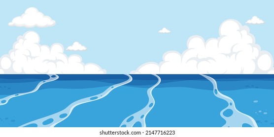 Empty ocean sea background illustration