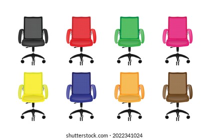 Empty office chair. colorful chairs vector illustration,cartoon office chair for business people isolated on white background