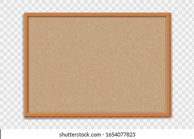 Empty office cork bulletin  board template for worksheet. Mockup isolated on a transparent background. Vector illustration