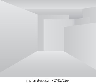 Empty office corridor. Vector illustration.
