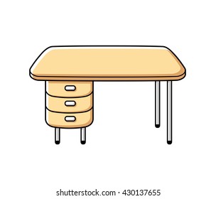 Empty Office Desk Cartoon Icon Isolated Stock Vector (Royalty Free ...