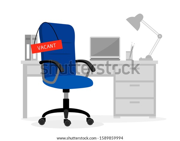 Empty Office Desk Vacant Chair Computer Stock Vector Royalty Free 1589859994