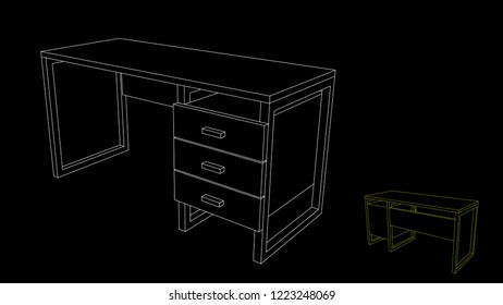 Empty office desk. Vector outline illustration.