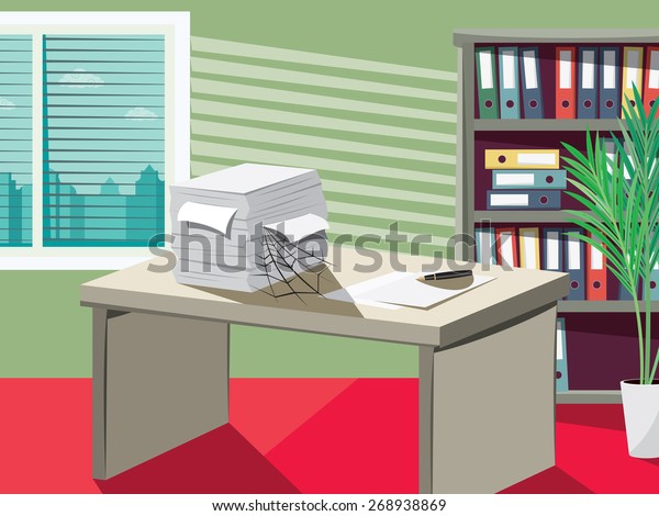 Empty Office Documents Work Desks Filing Stock Vector Royalty