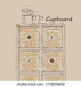 empty office or home cupboard icon. sketch design interior vector illustration.